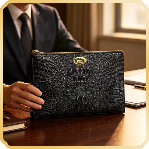 男款鳄鱼皮手抓包